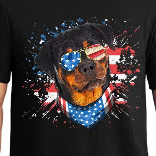 American Flag Rottweiler Dog Lover Funny 4th of July Dog Pajama Set