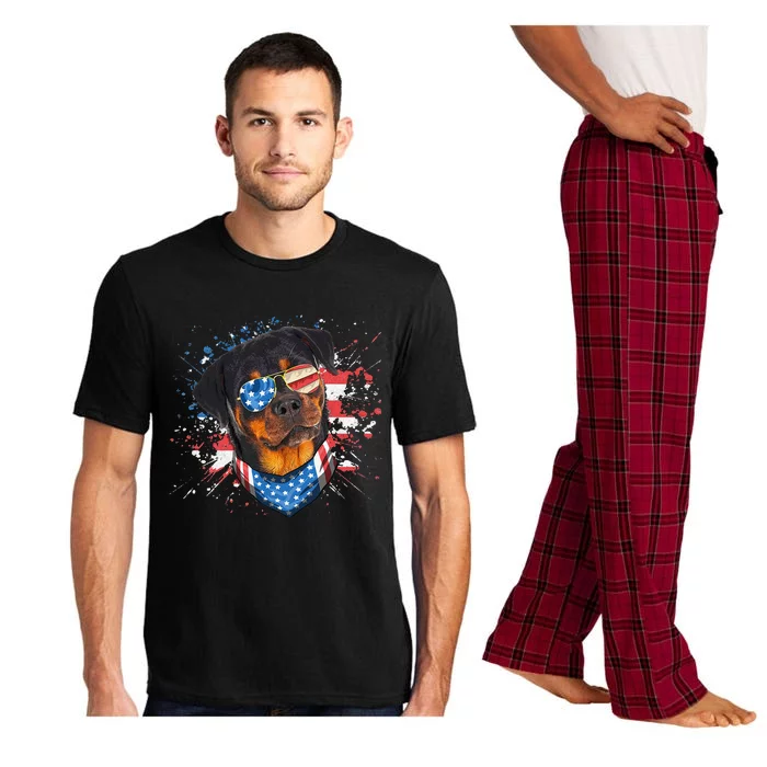 American Flag Rottweiler Dog Lover Funny 4th of July Dog Pajama Set