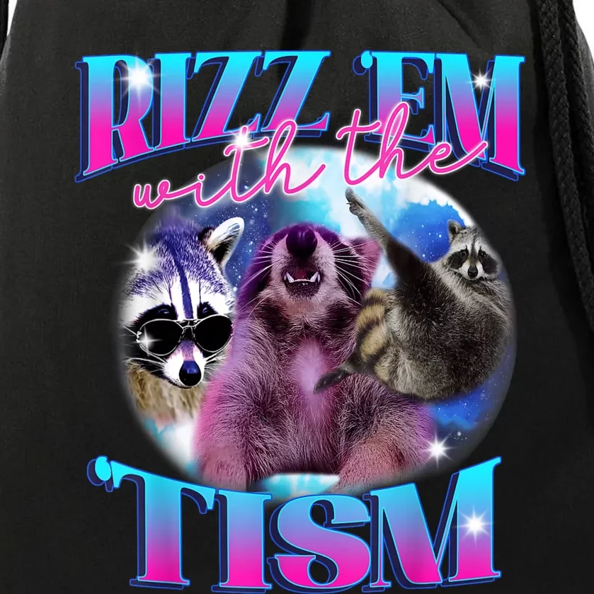 Autism Funny Rizz Em With The Tism Meme Autistic Opossum Drawstring Bag