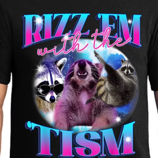 Autism Funny Rizz Em With The Tism Meme Autistic Opossum Pajama Set