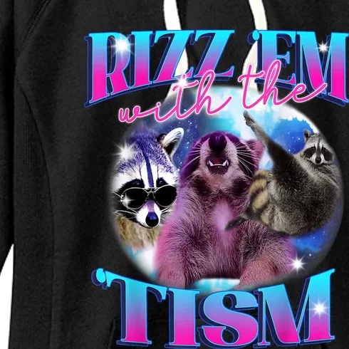 Autism Funny Rizz Em With The Tism Meme Autistic Opossum Women's Fleece Hoodie