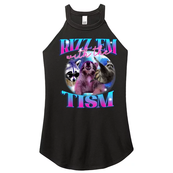 Autism Funny Rizz Em With The Tism Meme Autistic Opossum Women’s Perfect Tri Rocker Tank