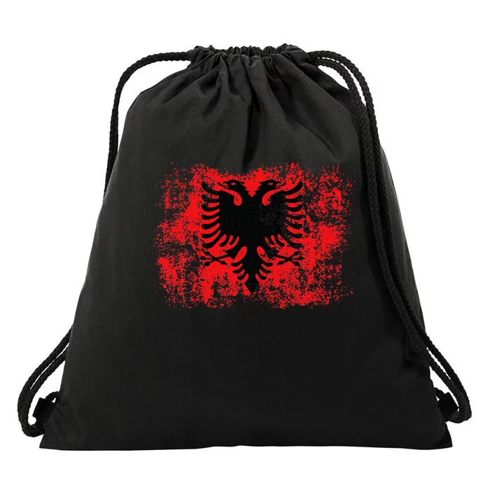 Albanian Flag Retro Proud Albanian Patriot Albania Drawstring Bag