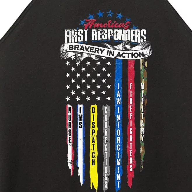 Americas First Responder Bravery In Action Nurse EMS Women’s Perfect Tri Rocker Tank