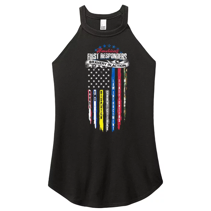 Americas First Responder Bravery In Action Nurse EMS Women’s Perfect Tri Rocker Tank