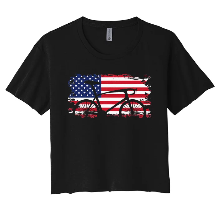 American Flag Road Biking Cycling Apparel Bicycle Cycling Women's Crop Top Tee