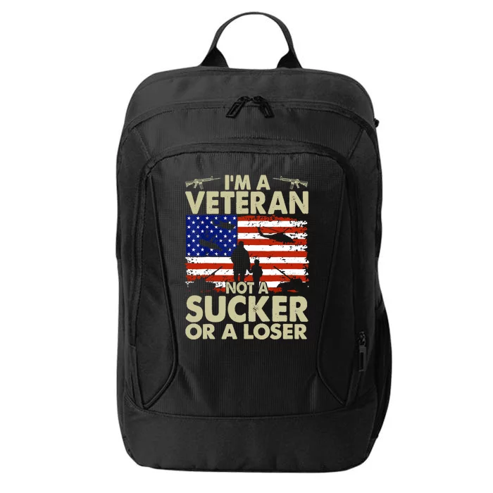 American Flag Retro Im Veteran Not A Sucker Or A Loser Gift City Backpack