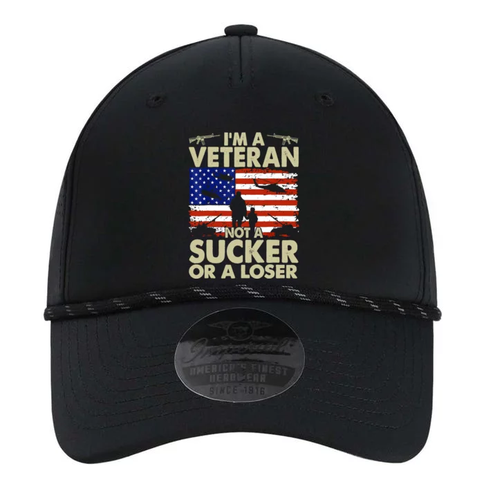 American Flag Retro Im Veteran Not A Sucker Or A Loser Gift Performance The Dyno Cap