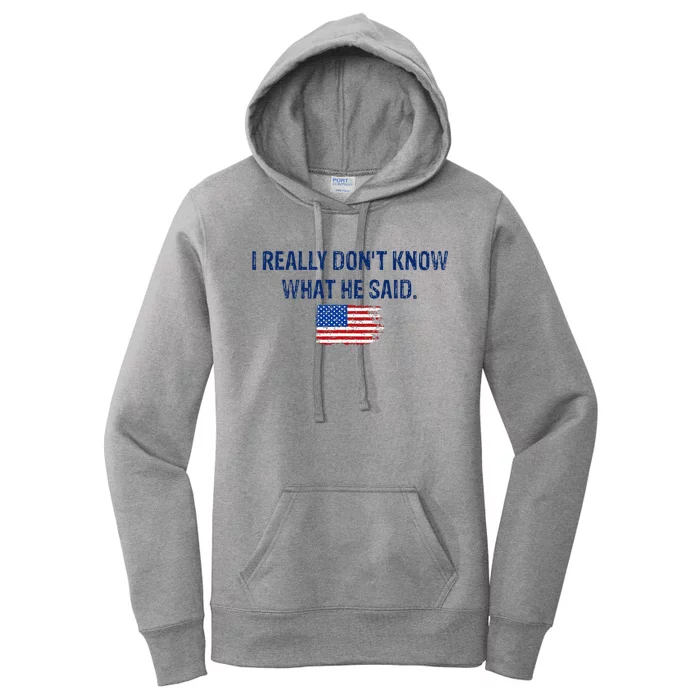 American Flag Retro I Really DonT Know What He Said Women's Pullover Hoodie