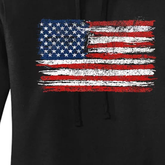 American Flag Retro USA Patriotic 4th of July Women's Pullover Hoodie