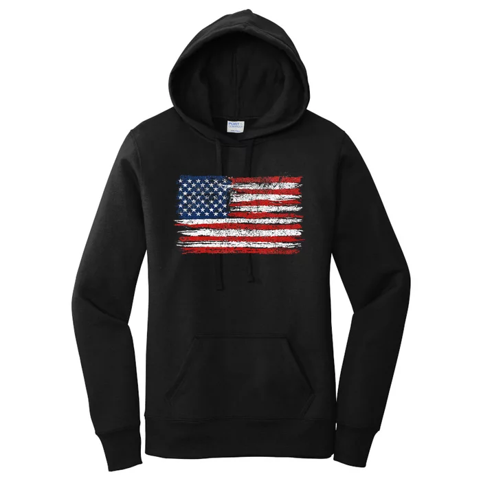 American Flag Retro USA Patriotic 4th of July Women's Pullover Hoodie