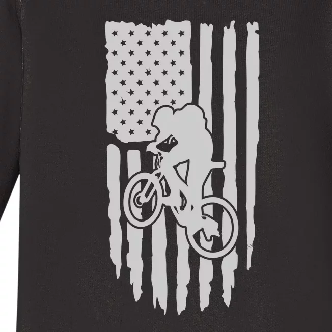 American Flag Road Biking Cycling Apparel Bicycle Cycling Gift Baby Long Sleeve Bodysuit