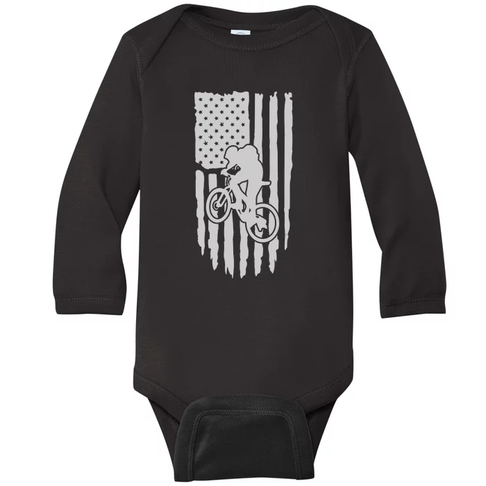 American Flag Road Biking Cycling Apparel Bicycle Cycling Gift Baby Long Sleeve Bodysuit