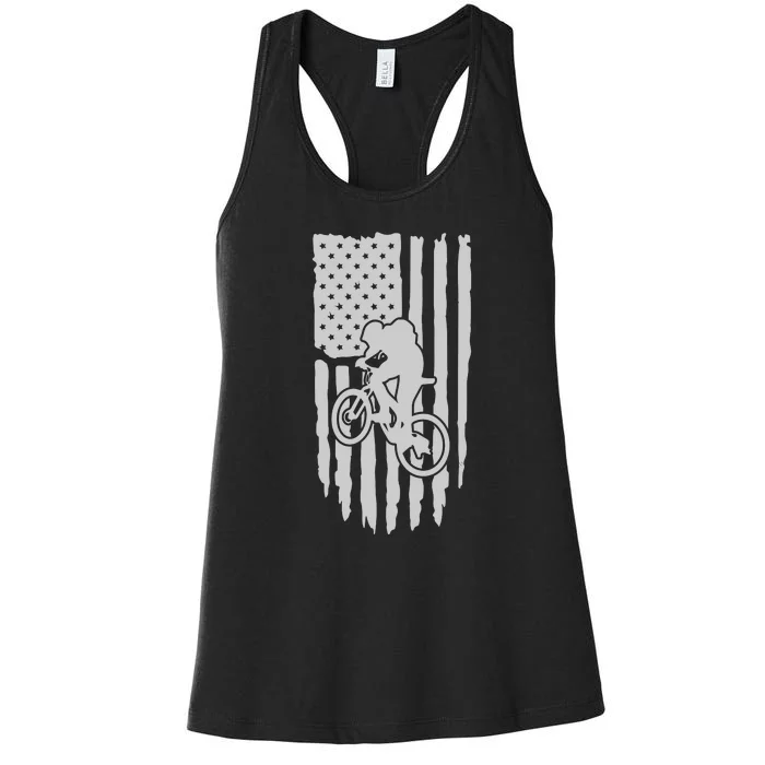 American Flag Road Biking Cycling Apparel Bicycle Cycling Gift Women's Racerback Tank