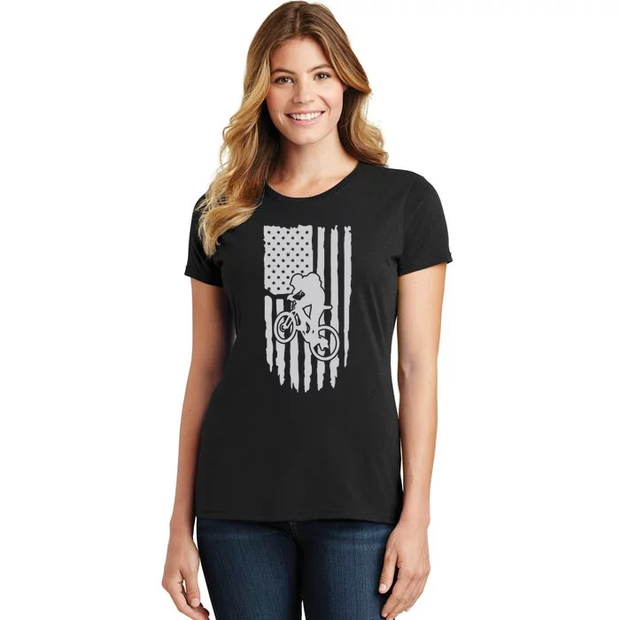 American Flag Road Biking Cycling Apparel Bicycle Cycling Gift Women's T-Shirt