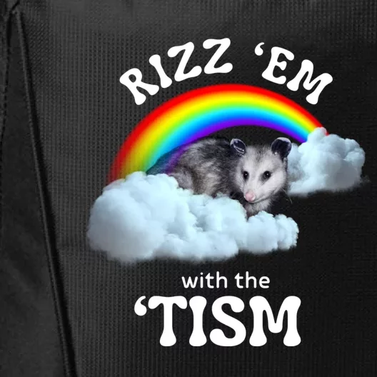 Autism Funny Rizz Em With The Tism Meme Autistic Opossum City Backpack