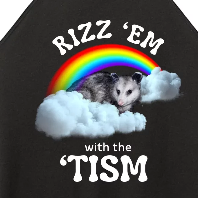 Autism Funny Rizz Em With The Tism Meme Autistic Opossum Women’s Perfect Tri Rocker Tank