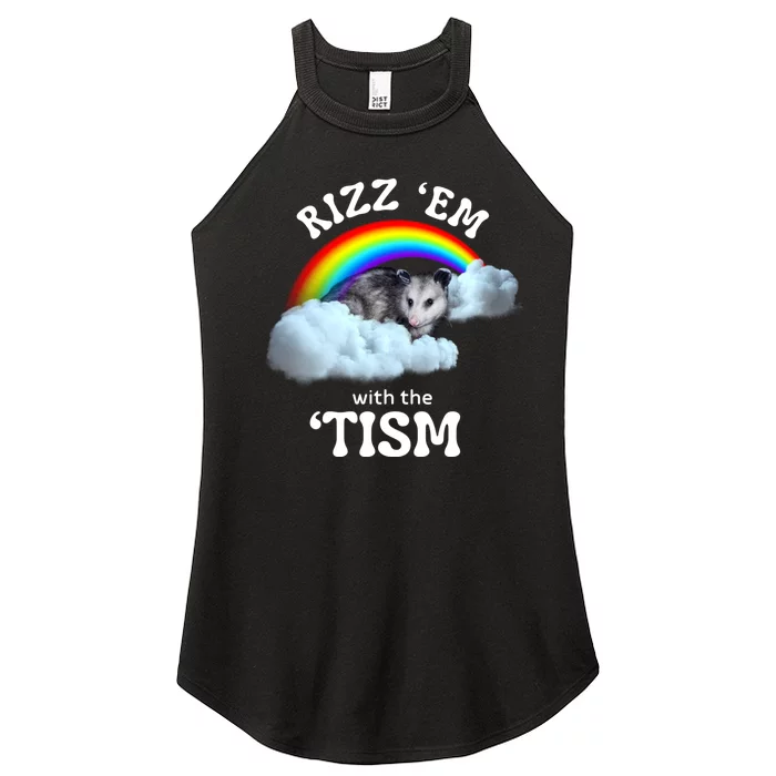 Autism Funny Rizz Em With The Tism Meme Autistic Opossum Women’s Perfect Tri Rocker Tank