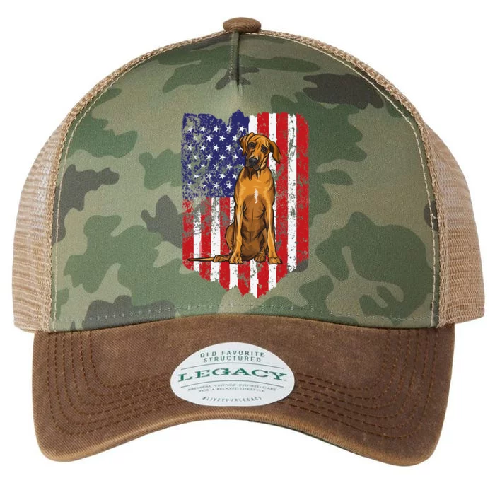 American Flag Rhodesian Ridgeback 4th Of July USA Legacy Tie Dye Trucker Hat