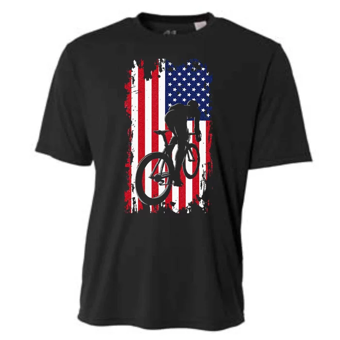 American Flag Road Biking Cycling Apparel Cycling Cooling Performance Crew T-Shirt