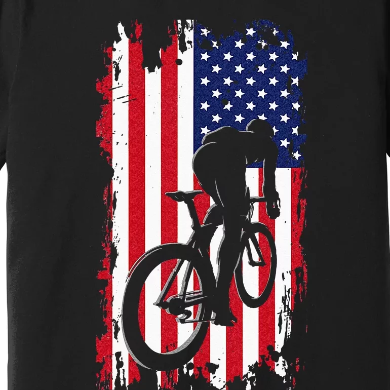 American Flag Road Biking Cycling Apparel Cycling Premium T-Shirt