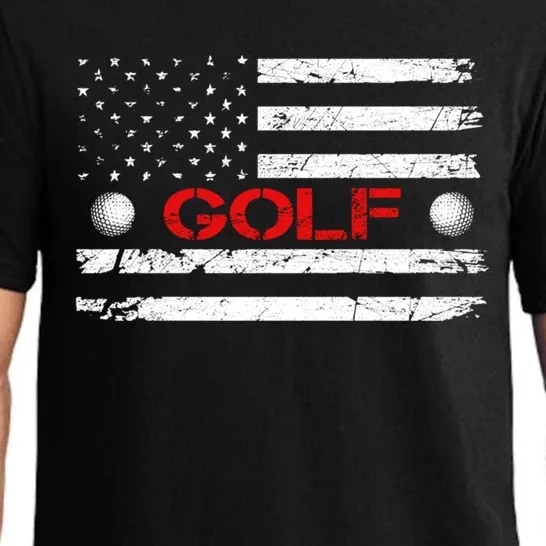 American Flag Retro Golf Mom Dad Brother Cool Gift Pajama Set