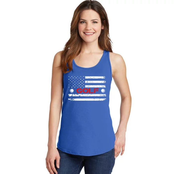 American Flag Retro Golf Mom Dad Brother Cool Gift Ladies Essential Tank