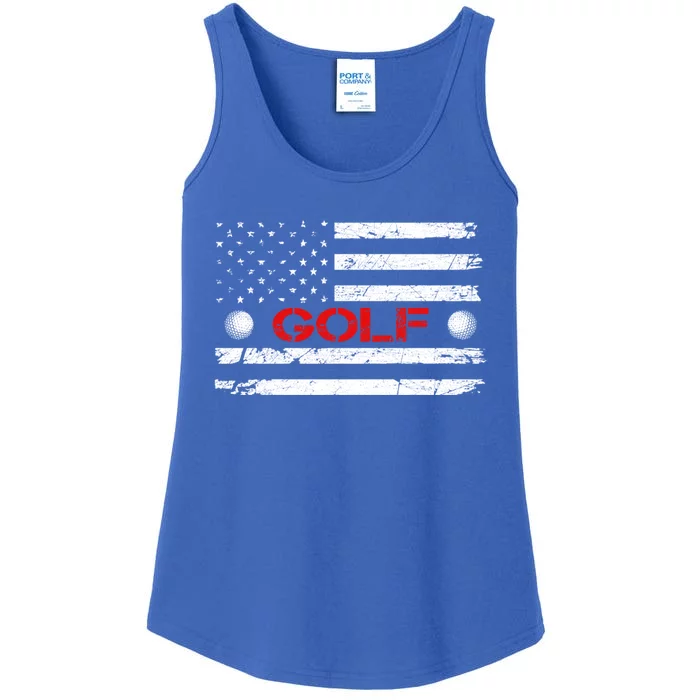 American Flag Retro Golf Mom Dad Brother Cool Gift Ladies Essential Tank