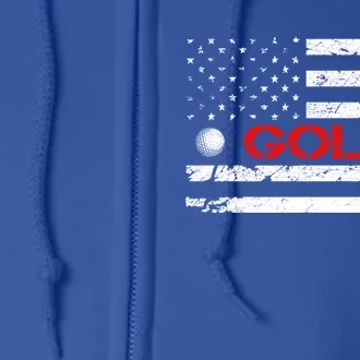 American Flag Retro Golf Mom Dad Brother Cool Gift Full Zip Hoodie