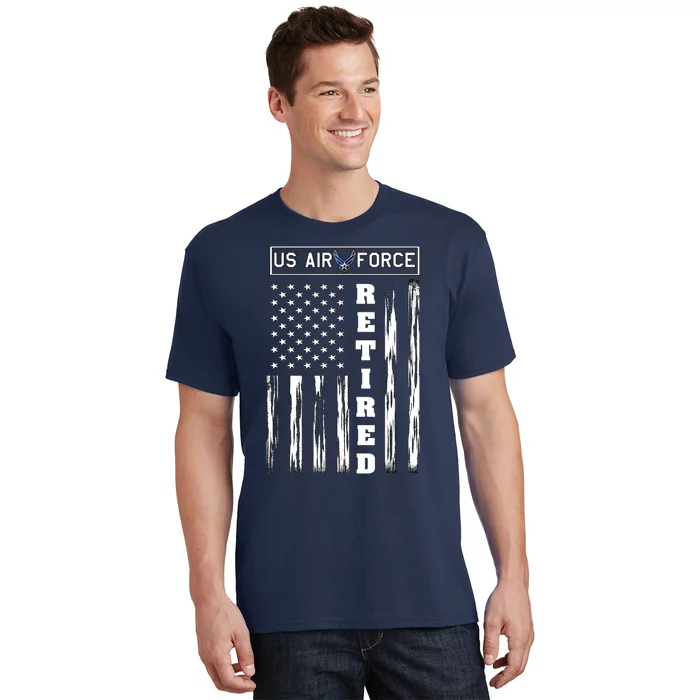 AIR FORCE Retired - Distressed American Flag Tee T-Shirt