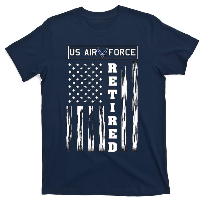 AIR FORCE Retired - Distressed American Flag Tee T-Shirt