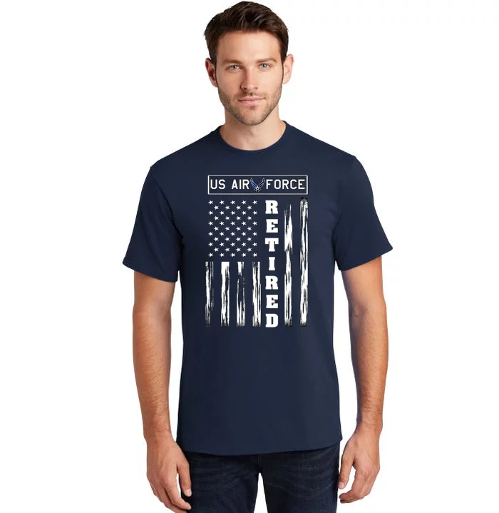 AIR FORCE Retired - Distressed American Flag Tee Tall T-Shirt