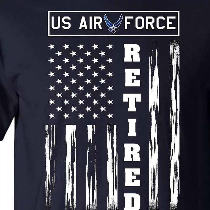 AIR FORCE Retired - Distressed American Flag Tee Tall T-Shirt