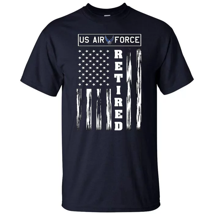 AIR FORCE Retired - Distressed American Flag Tee Tall T-Shirt