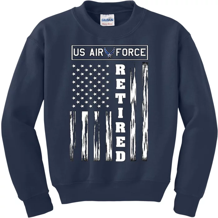 AIR FORCE Retired - Distressed American Flag Tee Kids Sweatshirt