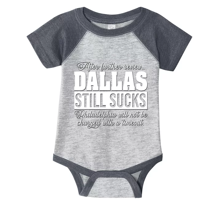 After Further Review Dallas Still Sucks Funny Philadelphia Infant Baby Jersey Bodysuit