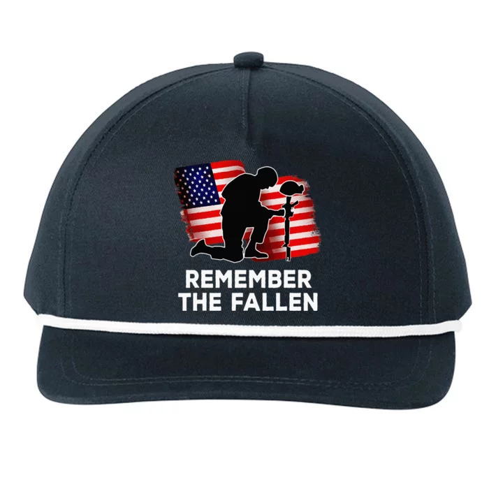 American Flag Remember The Fallen Memorial Day Snapback Five-Panel Rope Hat