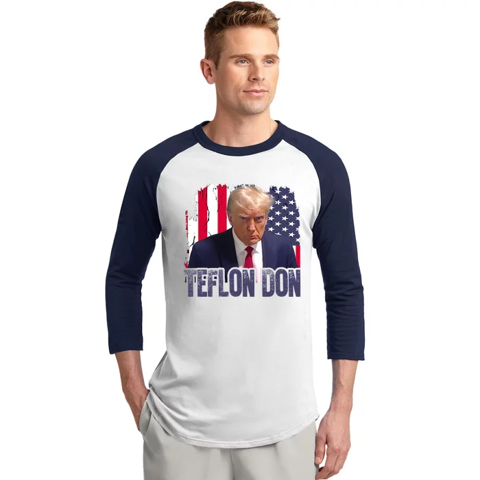 American Flag Republican Trump Teflon Don 2024 American Flag Republican Baseball Sleeve Shirt