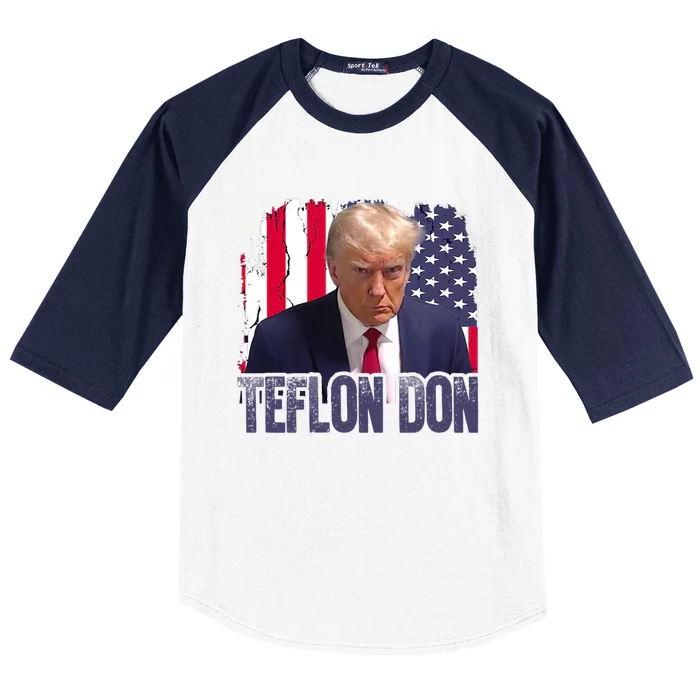 American Flag Republican Trump Teflon Don 2024 American Flag Republican Baseball Sleeve Shirt