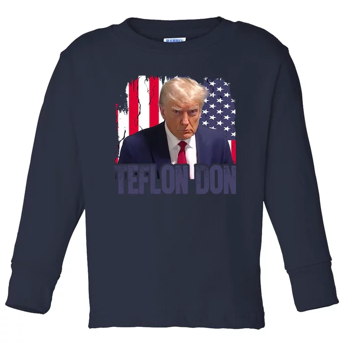 American Flag Republican Trump Teflon Don 2024 American Flag Republican Toddler Long Sleeve Shirt