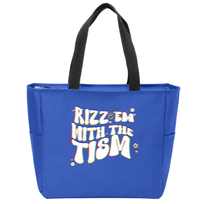 Autism Funny Rizz Em With The Tism Meme Autistic Cool Cute Gift Zip Tote Bag