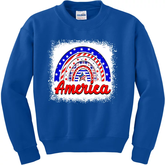 American Flag Rainbow 4th Of July Daughter Mom Sister Gift Kids Sweatshirt