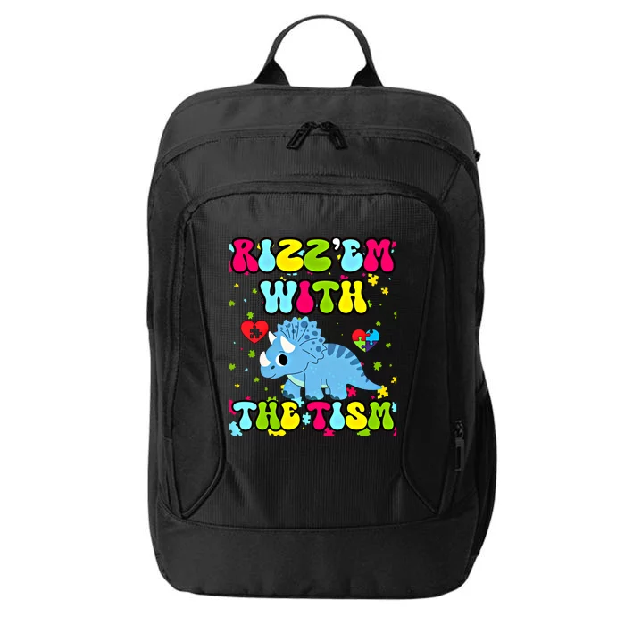 Autism Funny Rizz Em With The Tism Meme Autistic Dinosaure Gift City Backpack