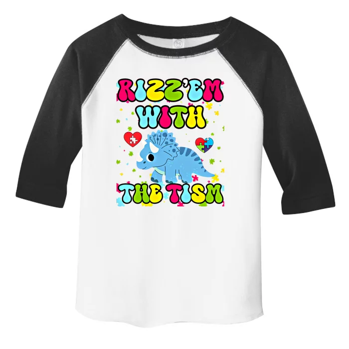 Autism Funny Rizz Em With The Tism Meme Autistic Dinosaure Gift Toddler Fine Jersey T-Shirt