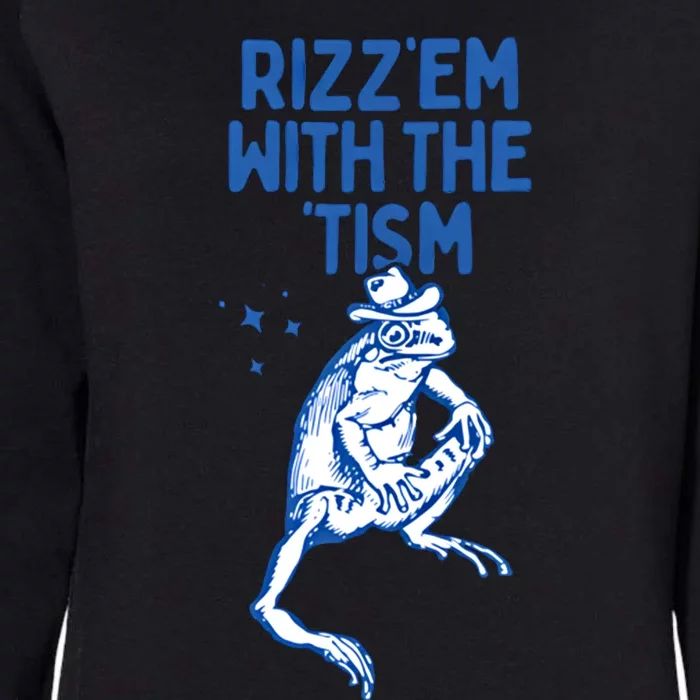 Autism Funny Rizz Em With The Tism Meme Autistic Frog Cute Gift Womens California Wash Sweatshirt