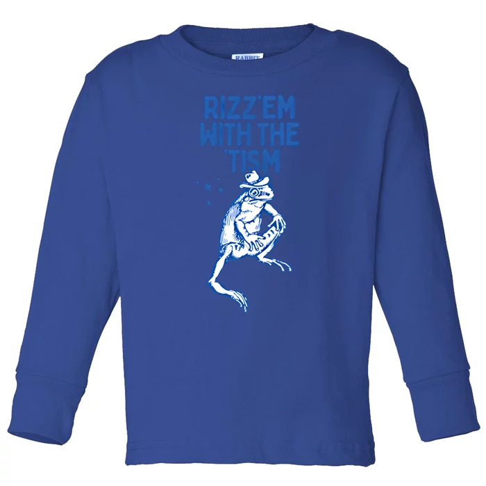 Autism Funny Rizz Em With The Tism Meme Autistic Frog Cute Gift Toddler Long Sleeve Shirt