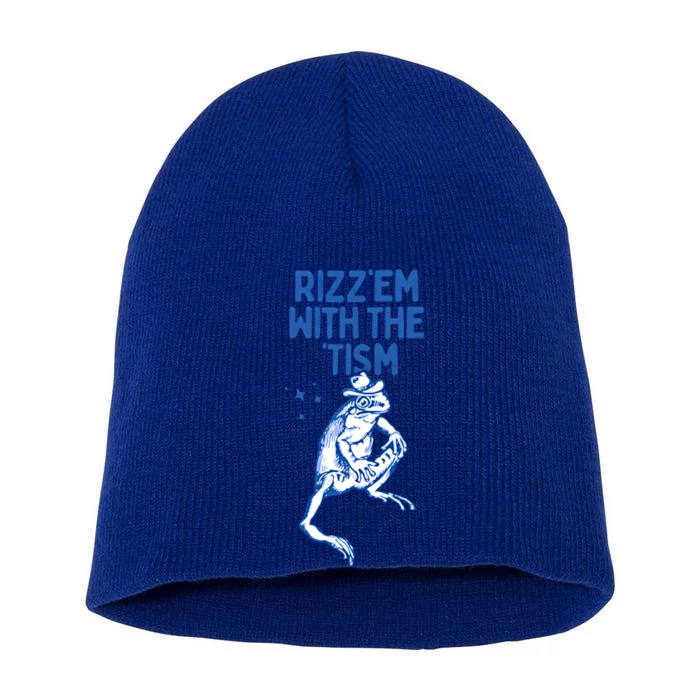 Autism Funny Rizz Em With The Tism Meme Autistic Frog Cute Gift Short Acrylic Beanie