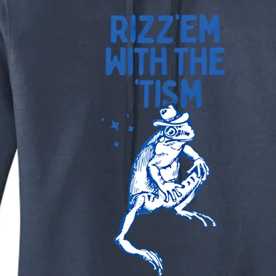 Autism Funny Rizz Em With The Tism Meme Autistic Frog Cute Gift Women's Pullover Hoodie