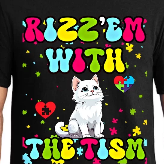 Autism Funny Rizz Em With The Tism Meme Autistic Cute Cat Great Gift Pajama Set