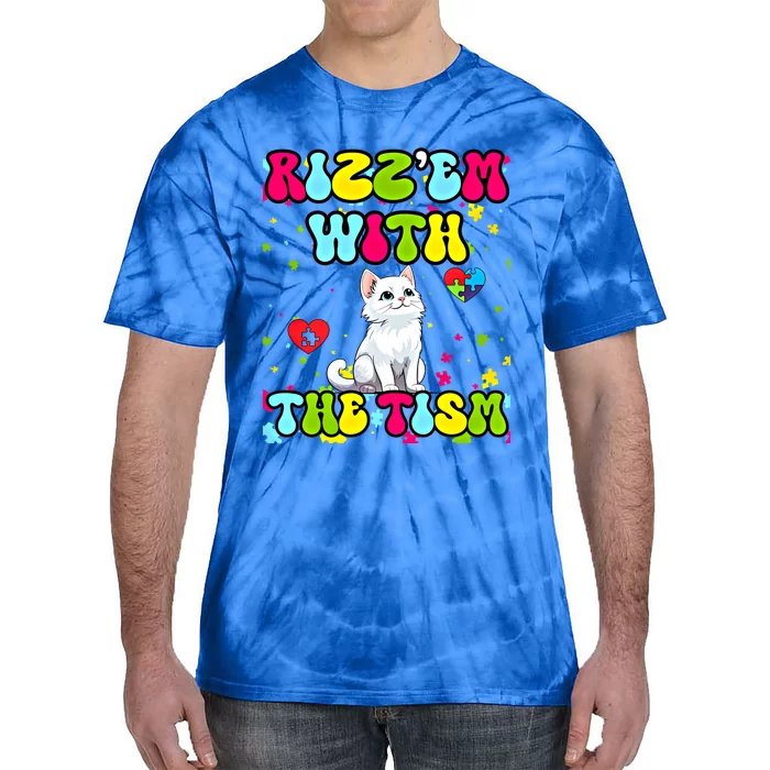 Autism Funny Rizz Em With The Tism Meme Autistic Cute Cat Great Gift Tie-Dye T-Shirt